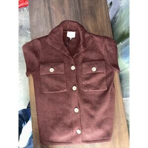 Pink Rose Cropped Cardigan Sweater Womens Size Small S Pink Buttons Collar NWT